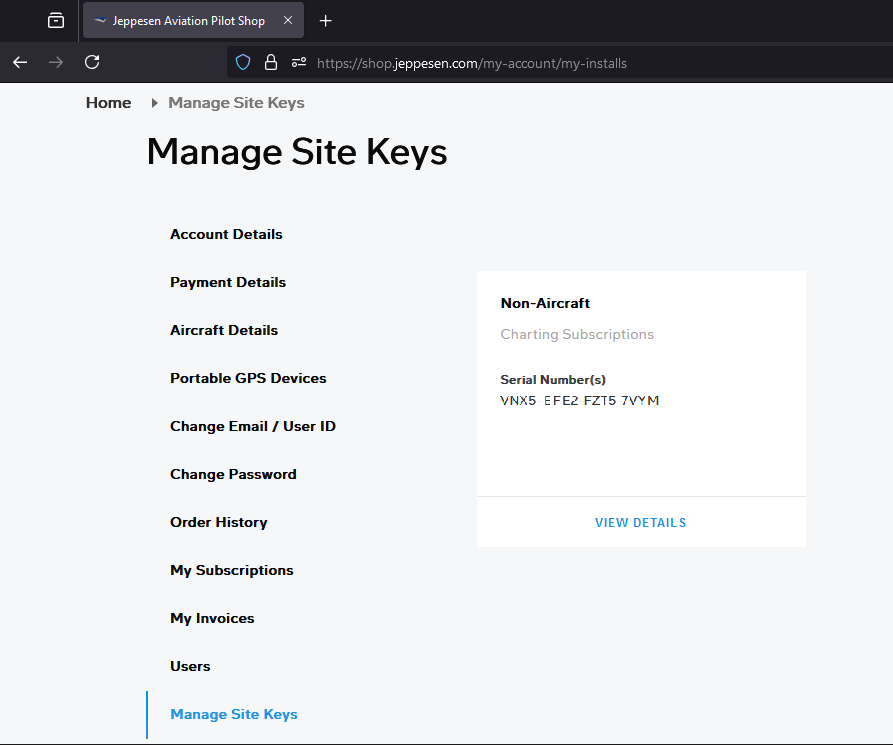 How to find the serial number for your Jeppesen charts subscription